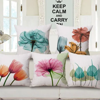 Modern Mürekkep Boyama Çiçek Desen pamuk Keten yastık kılıfı Yastık Ev Kanepe Sandalye Koltuk Dekoratif Yastık kılıfı 45x45 cm Dekor