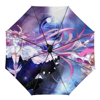 Morgıana Magi Baskılı Şemsiye Yağmur Kadınlar Otomatik Şemsiye Üç Katlanır Güneş koruyucu şemsiye Erkek Taşınabilir Şemsiye
