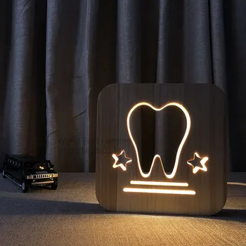 Noel LED diş ahşap ışık 3D Illusion diş modeli Luminaria masa lambası hediyeler çocuklar için bebek doğum günü yatak odası ışıkları dekorasyon
