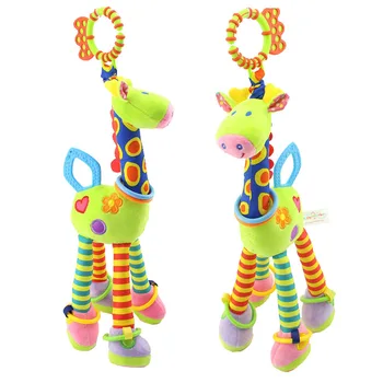 Peluş bebek oyuncakları Bebek Geliştirme Zürafa Hayvan Handbells Çıngıraklar Kolu Oyuncaklar Arabası Asılı Diş Kaşıyıcı bebek oyuncakları 0-12 Ay