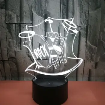 Renkli Kaya Davul Akrilik 3d led Lamba Led Görsel Dokunmatik Anahtarı Acrylique Usb masa lambası Kademeli Küçük komodin Lambaları Aydınlatma