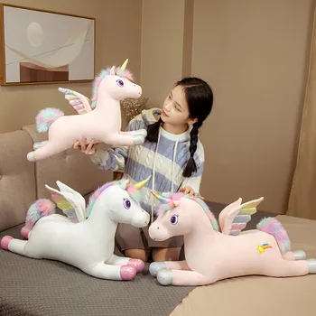 Sevimli Melek tek boynuzlu at pelüş oyuncak Zarif Bebek bebek oyuncakları Dolması Peluş Hayvanlar Kawaii Kız Hediyeler Oyuncaklar Çocuklar için Ev Dekor