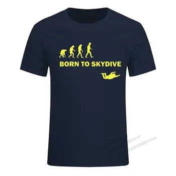 Sıcak Satış Yeni Varış erkek O-Boyun Doğan Skydive Paraşüt Atlama T Gömlek Vintage Camiseta Crewneck %100 % Pamuk Artı Boyutu T Gömlek