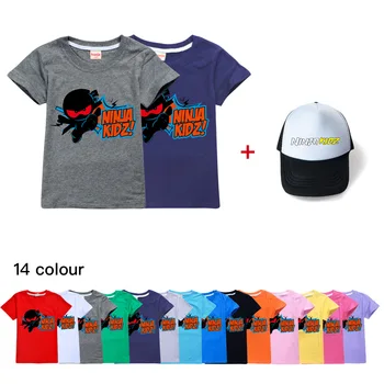 Yaz Çocuk Oyunu NİNJA KİDZ baskılı tişört Çocuk Karikatür Anime T Shirt Toddler Bebek Kısa Kollu Tişört ve beyzbol şapkası Şapka