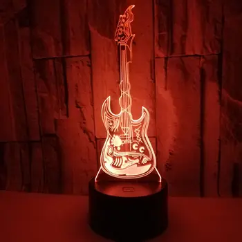 Yeni gitar 3d renkli gece lambası dokunmatik uzaktan kumanda 3d ışık güzel karikatür çocuk oyuncakları 3d lamba