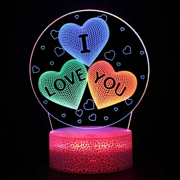 Yeni Seni Seviyorum Kalp Gül 3d USB led Masa Lambası Renkli Dokunmatik Anahtarı Çocuk Başucu Gece Lambası Yatak Odası için Düğün Dekor