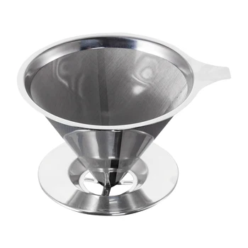 Yeniden kullanılabilir paslanmaz çelik kahve filtresi koni damlatıcı Kupası Stand ile dökün