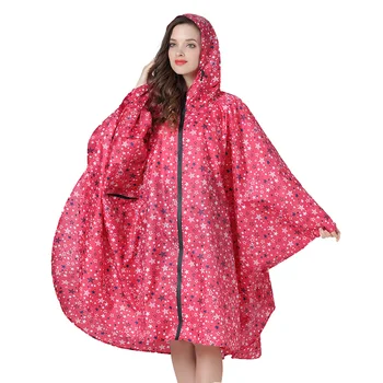 YUDİNG 1 ADET kaliteli yıldız desen yetişkin su geçirmez kadın erkek Yağmur Panço ceket kapşonlu çanta açık hava etkinliği için