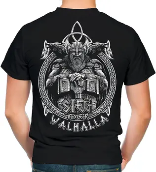 Zafer veya Walhalla erkek tişört Odin Viking Valhalla Kısa Kollu Rahat %100 % Pamuklu T Shirt