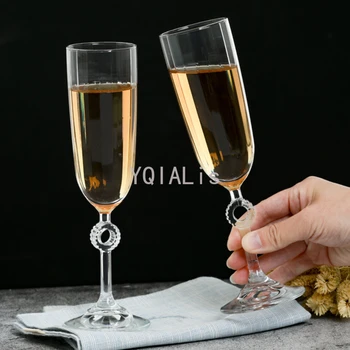 Zarif 160-270ml Kurşunsuz Kristal Cam cam kırmızı şarap şişesi şampanya kadehi Aile Tatil Düğün Şarap İçme Seti Şarap Bardağı