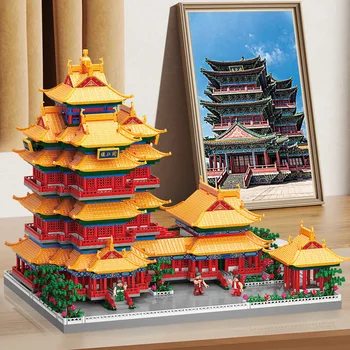 Çin Mikro Elmas Blok Yuejiang Kulesi Nanobrick Çin Ünlü Tarihi Mimari Yapı Tuğla Oyuncak Koleksiyonu Birleştirin