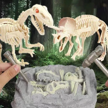 Çocuk Jurassic Dinozor Fosil Arkeolojik Kazı Oyuncak Tyrannosaurus Triceratops Modeli Çocuk Kazma Hazine Hediye