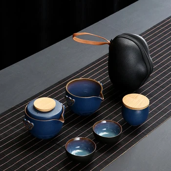 Özelleştirmek Çin Kung Fu Çay Seti Seramik Taşınabilir çaydanlık seti Seyahat Gaiwan çay fincanları Çay Töreni Çay Fincanı Güzel El Pot