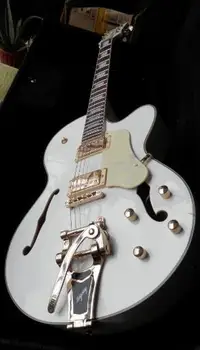 Ücretsiz kargo Yeni 6120 Beyaz Elektro Gitar krom aksesuarları Yarı hollow Vücut Caz Elektro Gitar Bigsby Tremolo 921