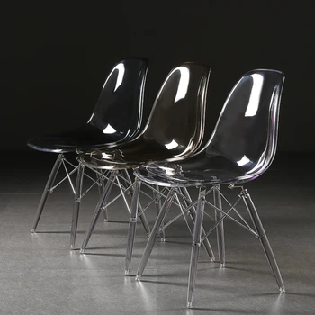 Şeffaf sandalye Eames Sandalye Akrilik Kristal Sandalye İskandinav Basit Arkalığı Eğlence Yemek Sandalyesi Internet Ünlü Plastik Tabure