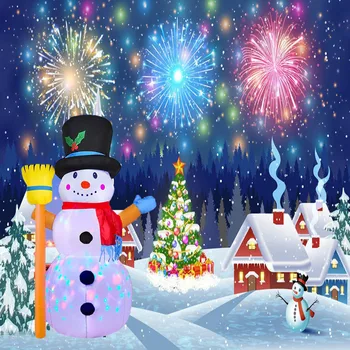 1.2 m GRB Şişme Süpürge Kardan Adam Noel LED Dönen Fener Kardan Adam Noel Kardan Adam Şişme Şişme Model