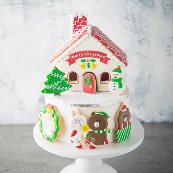 8 Adet / takım Noel Serisi DIY Kek Fondan Kesici Kalıp Noel Ağacı Kardan Adam Ev Çerez Bisküvi Kesme Kalıp Navidad Pişirme Araçları