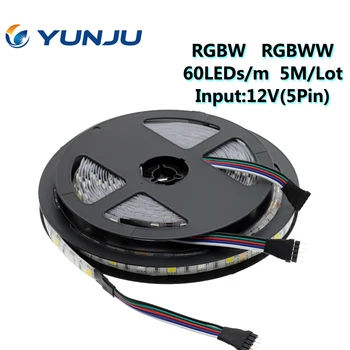 LED Şerit 5050 DC12V 60 LEDs / m 5 m/grup esnek LED ışık RGB RGBW 5050 LED Şerit