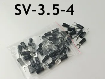 SV3. 5-4 Siyah Yalıtımlı Maça Çatal Tel Bağlayıcı Elektrik Kablo Sıkma Terminali tel Kablo Konektörü 100 ADET / PackSV3-4 SV