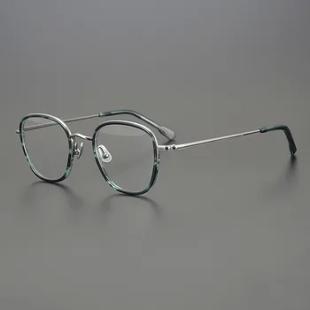 Vintage gözlük çerçeve erkekler Yüksek kaliteli kare Titanyum optik gözlük Miyopi okuma kadınlar asetat reçete gözlük