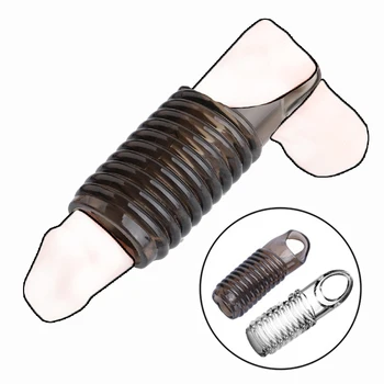 Yeniden kullanılabilir Penis kollu prezervatif büyütücü Extender gecikme boşalma silikon oyuncaklar